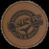 Round Leatherette Patches Adhesive with Stitching 3 1/2" X 2" - PRINTHOLIX