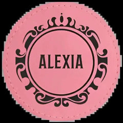 Round Leatherette Patches Adhesive with Stitching 3 1/2" X 2" - PRINTHOLIX